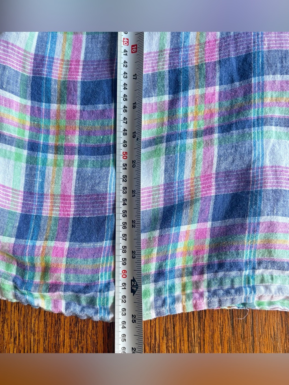 Talbots 100% Linen Madras Plaid Sleeveless Split Neck Top Shell Size M - Picture 7 of 9
